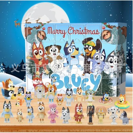 Xbi- 2024 bluey blind box julekalender 24 dages nedtælling overraskelsesgave 5[BT}