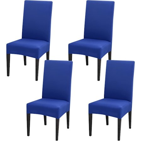 Spisestoltrekk Sett med 4 eller 6, Stretch Avtakbart Vaskbart Spisestoltrekk Dekorasjon Trekk Sitteovertrekk for Hotell blue-tfrf