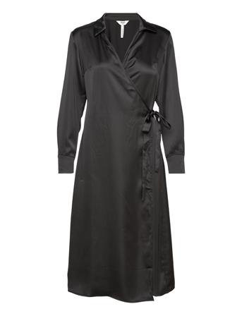 Objsateen Tania Ls Wrap Dress A Div Dresses Wrap Dresses Svart Object