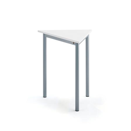 Tisch SONITUS TRIANGEL, 700x600x720 mm, Hochdrucklaminat weiß, alugrau