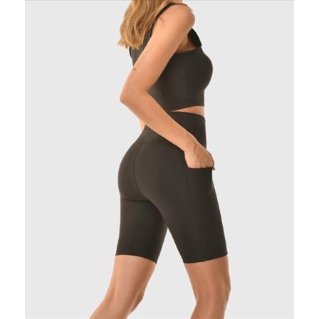 Go Go Gadget - Korta sportleggings - Med fickor - Unisex - Yoga - Fitness - Svart - Storlek M