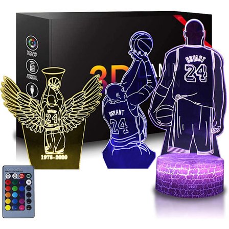 3D Illusions LED nattlys, Basketball lys 12 farger gradvis skiftende berøringsbryter USB bordlampe, fjernkontroll & smart berøringsbasketballgaver for