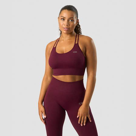 ICANIWILL Ribbed Define Seamless Sports Bra, Dark Burgundy