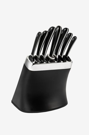 Robert Welch - Svart knivblokk sett 8P med skjærpstål Signature - Svart - Kjøkkenkniver & tilbehør - Fra Homeroom
