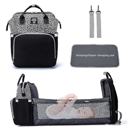 2-i-1 Bærbar Foldbar Baby Seng Bleieveske Stor Kapasitet Ryggsekk