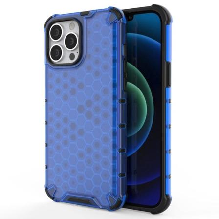 iPhone 14 Pro Max 6,7 tommer Honeycomb tekstureret anti-ridse cover Fleksibelt og stødsikkert dobbeltlagsbeskyttende telefonetui - Blå Blue