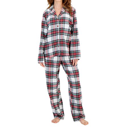 Dame Pyjamassæt 2 Dele Knap Ned Pjs Blød Langærmet Top og Bukser Nattøj Sæt Loungesæt