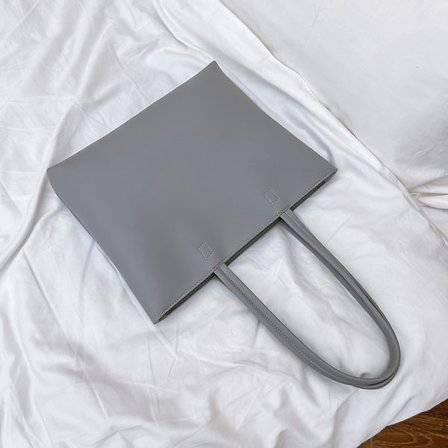 Dame Tote Vesker Enkle PU Lær Topphåndtak Håndvesker Arbeid Skole Shopping Vesker for Kvinner med Glidelås og Innerlomme (Gråblå)