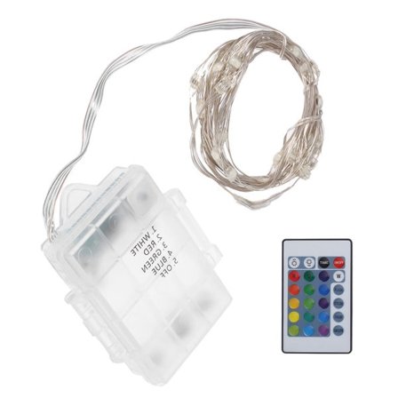 5m 50LED ljusslinga med fjärrkontroll för julpynt i hemmet med batterilåda