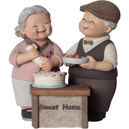 Kærlighed Bedsteforældre Forældre Jubilæum Bryllup Gave Harpiks Elskende Ældre Par Figurer Have