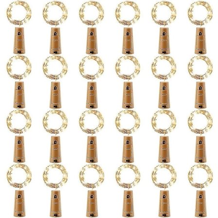 24 stk. LED-flaskeguirlande, 2m 20 varmt hvide LED-flaskelys, korkstrengslys til bryllup