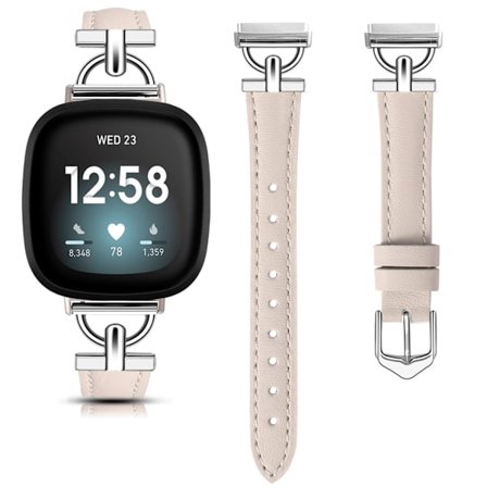 Ekte skinnarmbånd for Fitbit Versa 4/3/Sense - Rosegull