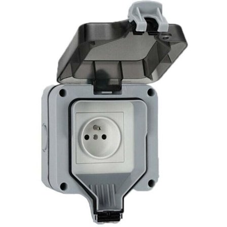 IP66 udendørs stænktæt stikdåse, enkelt række, regntæt, vandtæt udendørs stikkontakt, et hul