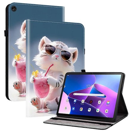 Lenovo Tab M10 Plus (3. sukupolvi) nahkakotelo, kuvioitu, seisontatuella ja korttipaikoilla