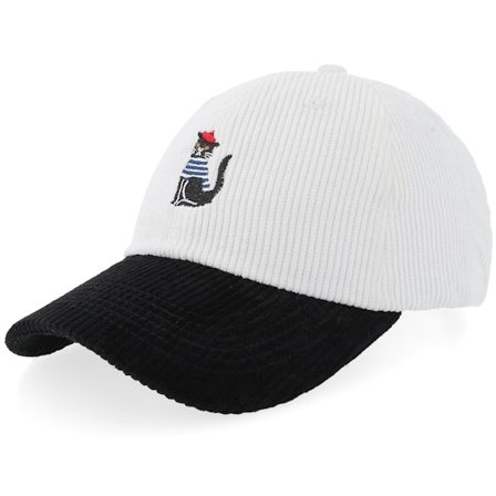 Iconic - Vit unconstructed Keps - French Cat Corduroy Off White/Black Dad Cap @ Hatstore