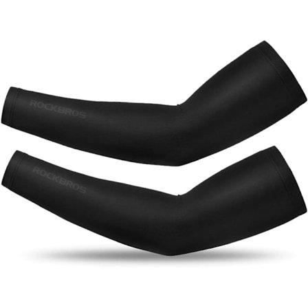 Unisex armvärmare Kompression UV-skydd UPF 50 ultraelastiska issilke armvärmare för fitness cykling basketfotboll,(Storlek M, svart)