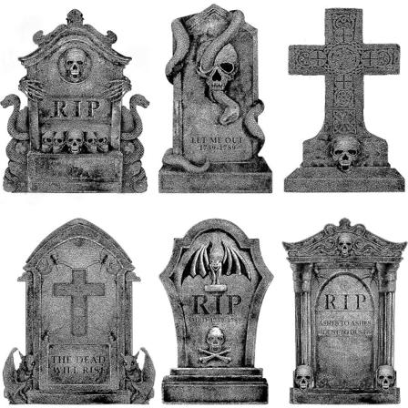 Halloween-dekorationer Udendørs kirkegårdsgravsten: 6 karat store gravsten Halloween dekorationsgårdskilte med pæle, 16" høj realistisk skræmmende 