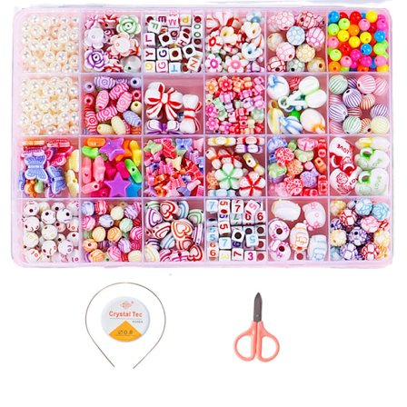 Perler til Børn, DIY Armbånds Perler Sæt Børn Perlekæder til Pony, Smykkefremstillingssæt Kunst Håndværk Børn Perler Legetøj Klassikere og Smykker