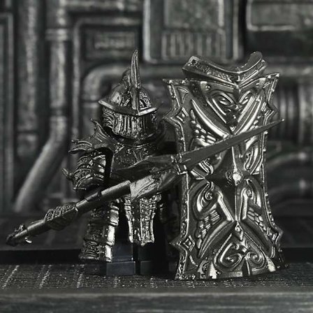 NL001 Demon's Soul Tower Knight Silver Giant Monteringsbara Byggklossar Minifigur Leksak