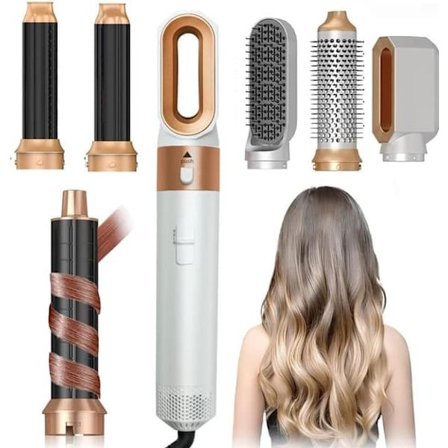 5-in-1 Air Styler / Hot Air Brush / Hair Styler with Ionic Function – Hair Dryer, Curling Iron, Volumizing Brush & Flat Brush in One