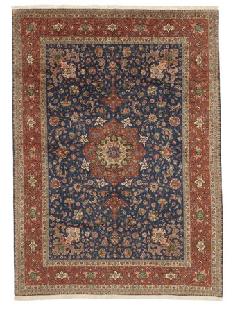Handgeknoopt Tabriz 60 Raj Zijden Pool Vloerkleed 290X408 Perzisch Wol Bruin/Zwart Groot