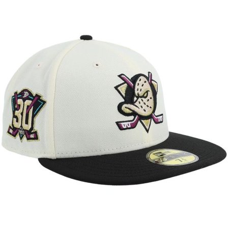 New Era - NHL Vit fitted Keps - "Hatstore Exclusive x Anaheim Ducks 59FIFTY 30th Chrome/Black/Pink Uv Fitted " @ Hatstore