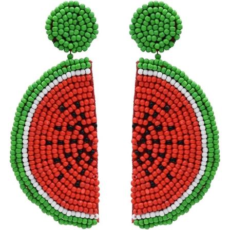 Søte frukt vannmelon perler dinglende øredobber for kvinner tenåringsjenter morsomme frukt bohemske uttalelse harpiks dråpe øredobber mote smykker