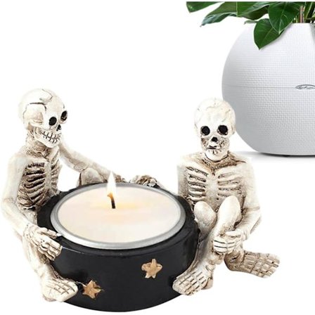 1 stk. holdbar harpiks Halloween lysestage, horror dekoration til stuen