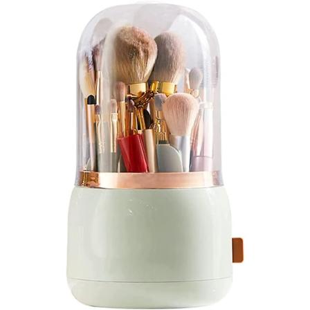 Sminkebørsteholder, 360 roterende sminkebørsteoppbevaringsbeholder, sminkeorganisator for sminkebørste leppeglans eyeliner Light green