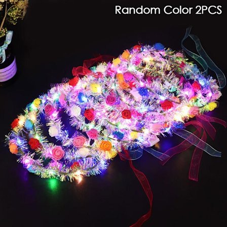 2stk Glødende LED-krans Halloween Crown Flower Christmas Party