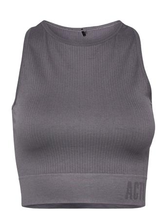 Amy, S/L, Seamless Rib Top Grey Zizzi