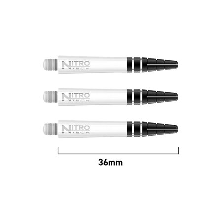 Red Dragon Darts Nitrotech Shafts 36mm Polycarbonate Dart Shafts 3 Sets (9 Pieces) White/Black Professional Replacement Parts for Steel Tip Darts
