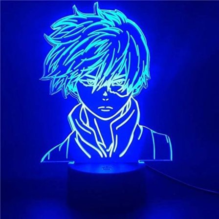Anime Lampe Nattlys Illusionslys My Hero Academia Shoto Todoroki 3D for Barnerom LED Barn Julegave Sengelampe Fargerik Bursdagslampe Ni