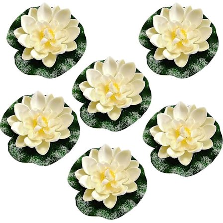 6 st flytande blommor, konstgjord dekoration, flytande näckrosor, lotusblommor, lämplig för akvarium, trädgård