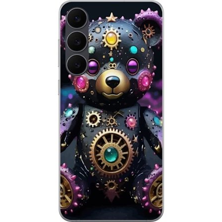Kompatibelt Mobildeksel til Samsung Galaxy S25 FE Steampunk Teddybjørn med Tannhjul og Neon Detaljer