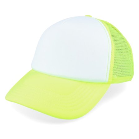 Beechfield - White trucker Caps - Fluorescent Yellow/White Vintage Trucker Foam @ Hatstore