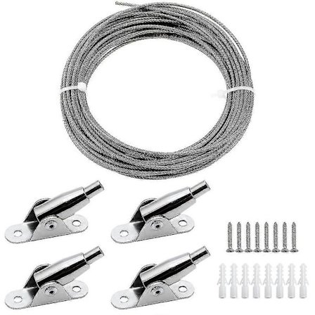 10 m rustfri stålwire belagt 2 mm stålwire justerbar gardinwire hængende wire med beslag