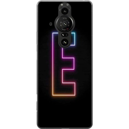 Kompatibel Mobilcover til Sony Sony Xperia Pro-I Minimalistisk neonbogstav E i lyse farver mod mørk baggrund i moderne og stilren design