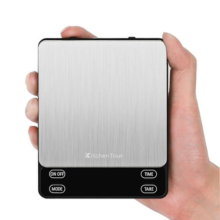 KitchenTour Nano kaffevågskala med timer 3kg/0.1g, 3 modus for espressomaskin og hell over, høy P SXXJ