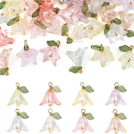 Blomstercharms til at lave dine egne smykker, halskæder, armbånd, øreringe, hobby, håndværk, akryl