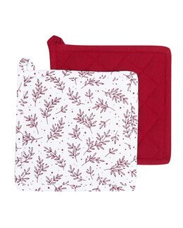 Grytlapp Flora 2-pack Röd - Classic Textiles