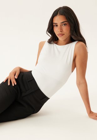 VILA - Vikenza U-neck S/L TANK TOP RE - Optical Snow