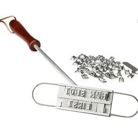 Tryckt Grillstämpel med Trähandtag Grill Kött Gör-det-själv Biff Brännjärn Verktyg BBQ