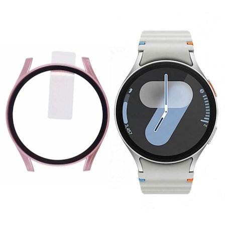 Samsung Galaxy Watch7 44mm Watch Case Kova kolhun kestävä kansi, jossa on karkaistu lasinen suojakalvo - Ruusukulta