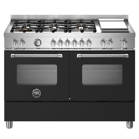Bertazzoni MAS126G2ENET Master Gasskomfyr med dobbelovn 120 cm, Matt Svart' - 'Matt sort, pantone process black c