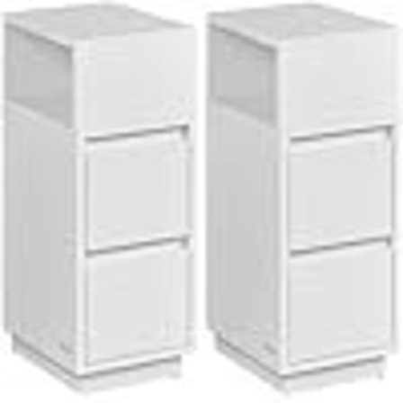 2 Smalle Natborde med 2 Skuffer, Åbent Rum Venstre eller Højre, Cloud White