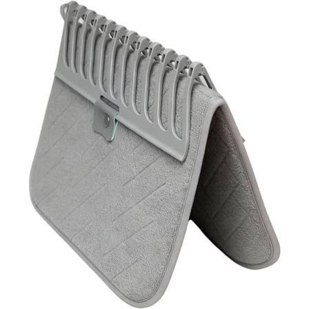 Foldbar opvaskemåtte, absorberende mikrofiber opvaskemåtte med stativ, praktisk bakke-stil køkkenbord opbevaringsstativ.