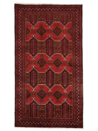 Handgeknüpft Persischer Belutsch Teppich 116X205 Schwarz/Dunkelrot