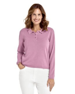 Stickad jumper med krage och med invävda små upphöjda prickar, Peggy Gammalrosa - 48/50 - Åshild