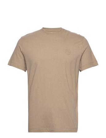 T-Shirt With Chest Print T-shirts Short-sleeved Beige Tom Tailor